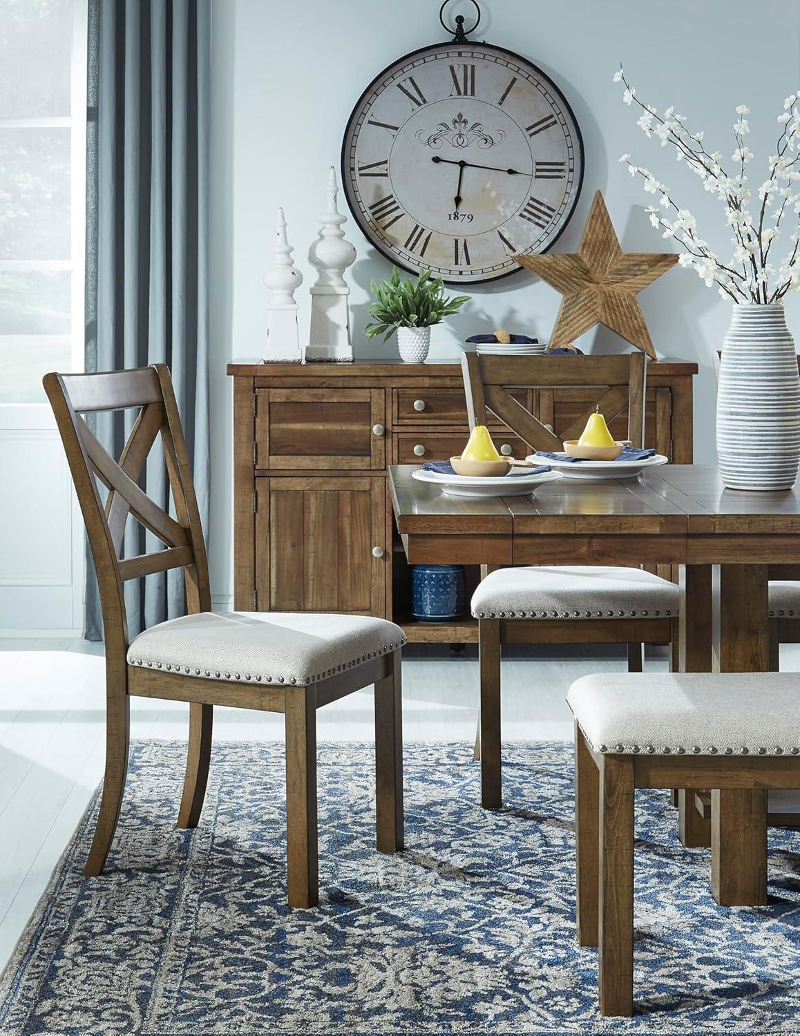 imageSignature Design by Ashley Moriville Rectangular Dining Extension Table 2 Extension Leaves Seats 8 36quot W x 86quot D x 3013quot H Wood ampamp Acacia Veneer BrownRustic Brown