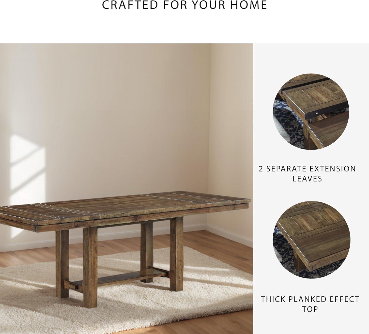 imageSignature Design by Ashley Moriville Rectangular Dining Extension Table 2 Extension Leaves Seats 8 36quot W x 86quot D x 3013quot H Wood ampamp Acacia Veneer BrownRustic Brown