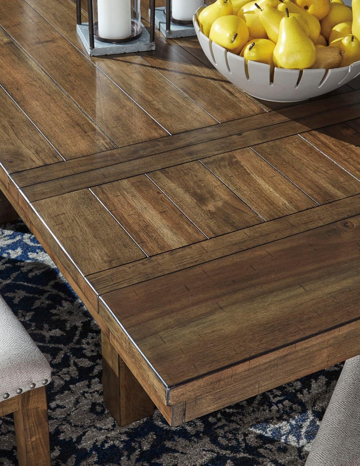 imageSignature Design by Ashley Moriville Rectangular Dining Extension Table 2 Extension Leaves Seats 8 36quot W x 86quot D x 3013quot H Wood ampamp Acacia Veneer BrownRustic Brown