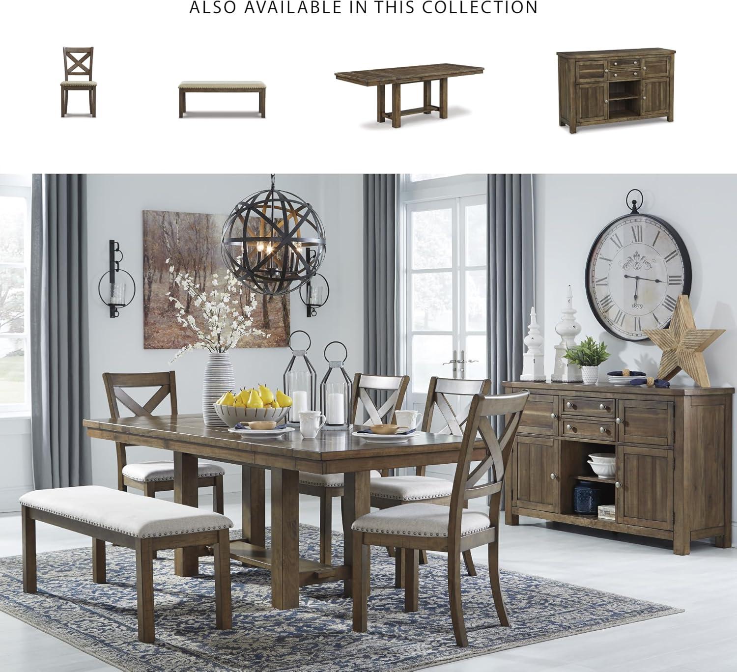 imageSignature Design by Ashley Moriville Rectangular Dining Extension Table 2 Extension Leaves Seats 8 36quot W x 86quot D x 3013quot H Wood ampamp Acacia Veneer BrownRustic Brown