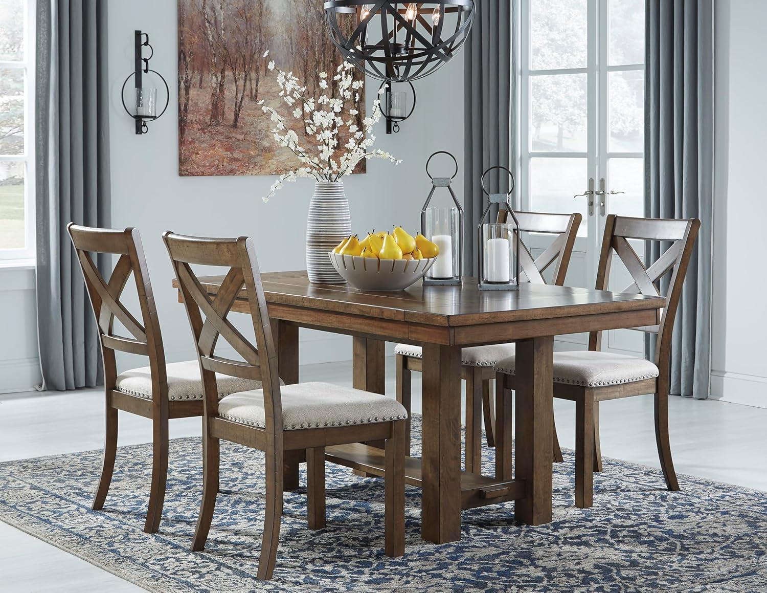 imageSignature Design by Ashley Moriville Rectangular Dining Extension Table 2 Extension Leaves Seats 8 36quot W x 86quot D x 3013quot H Wood ampamp Acacia Veneer BrownRustic Brown