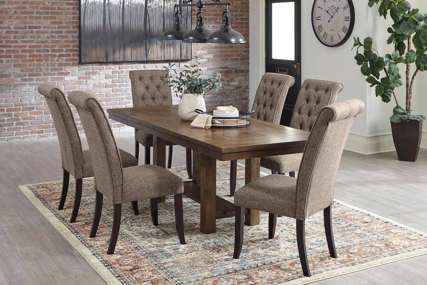 imageSignature Design by Ashley Moriville Rectangular Dining Extension Table 2 Extension Leaves Seats 8 36quot W x 86quot D x 3013quot H Wood ampamp Acacia Veneer BrownRustic Brown