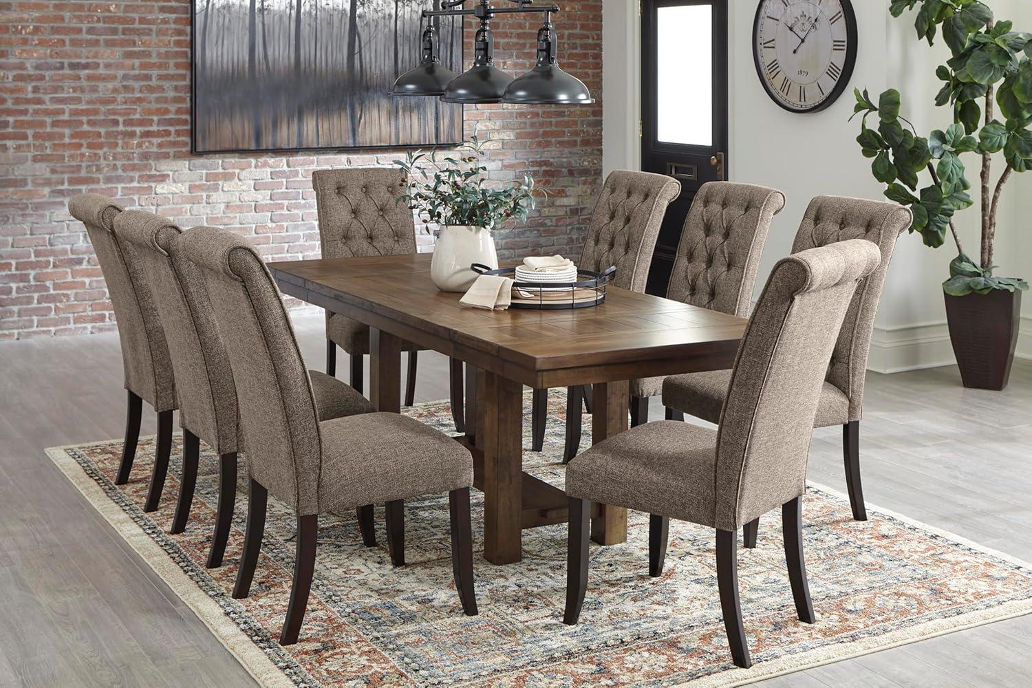 imageSignature Design by Ashley Moriville Rectangular Dining Extension Table 2 Extension Leaves Seats 8 36quot W x 86quot D x 3013quot H Wood ampamp Acacia Veneer BrownRustic Brown