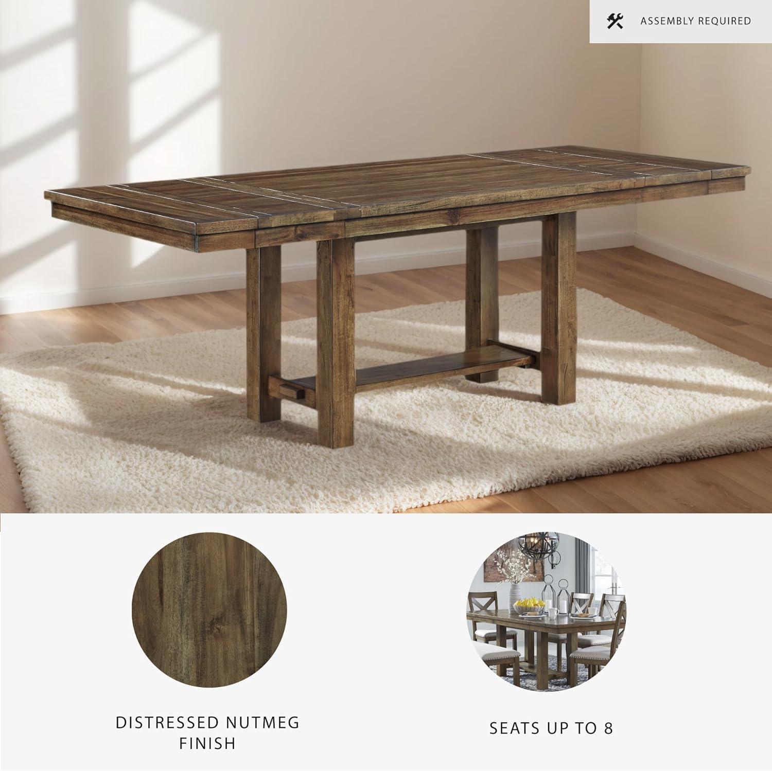imageSignature Design by Ashley Moriville Rectangular Dining Extension Table 2 Extension Leaves Seats 8 36quot W x 86quot D x 3013quot H Wood ampamp Acacia Veneer BrownRustic Brown