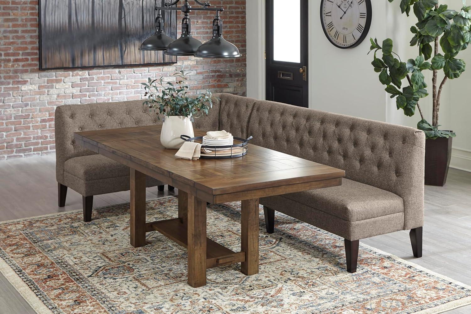 imageSignature Design by Ashley Moriville Rectangular Dining Extension Table 2 Extension Leaves Seats 8 36quot W x 86quot D x 3013quot H Wood ampamp Acacia Veneer BrownRustic Brown