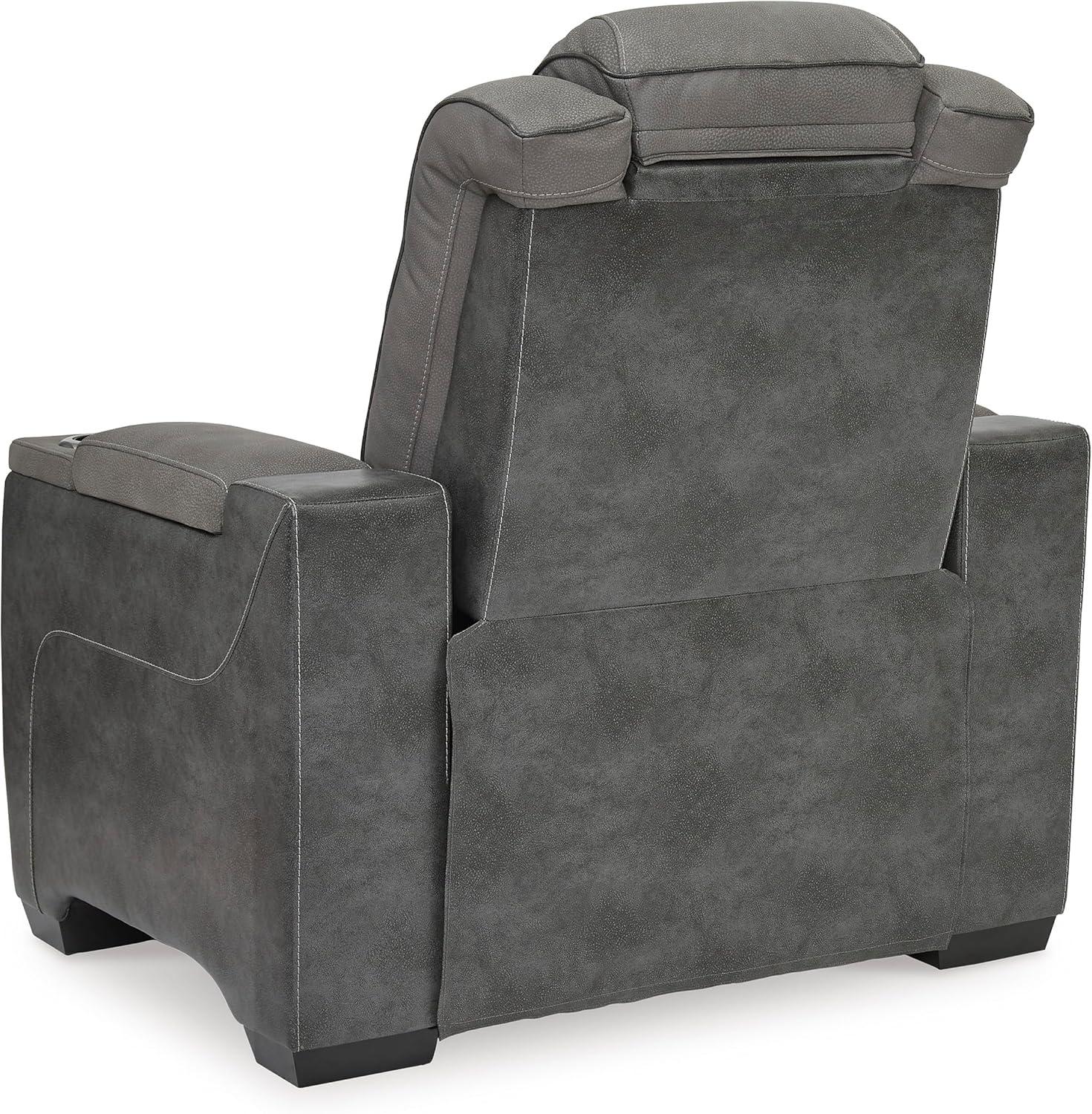 imageSignature Design by Ashley NextGen DuraPella Power Recliner with Adjustable Headrest Storage Armrests Wireless ampamp USB Charging Faux Leather 2Tone GrayGrey
