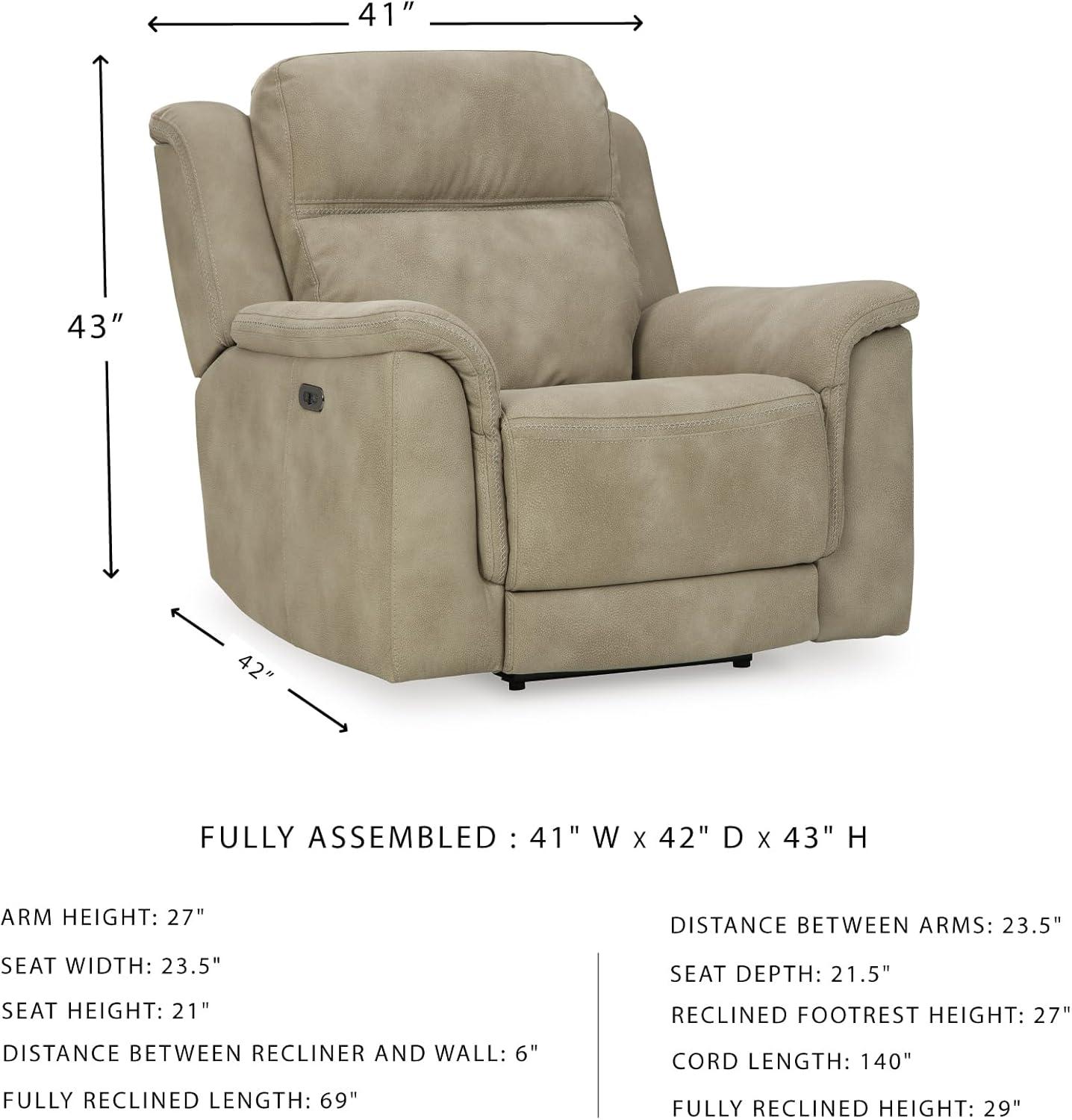 imageSignature Design by Ashley NextGen DuraPella Power Reclining Loveseat with Console ampamp Adjustable Headrest USB Faux Leather 76quot W x 42quot D x 42quot H SlateBeige