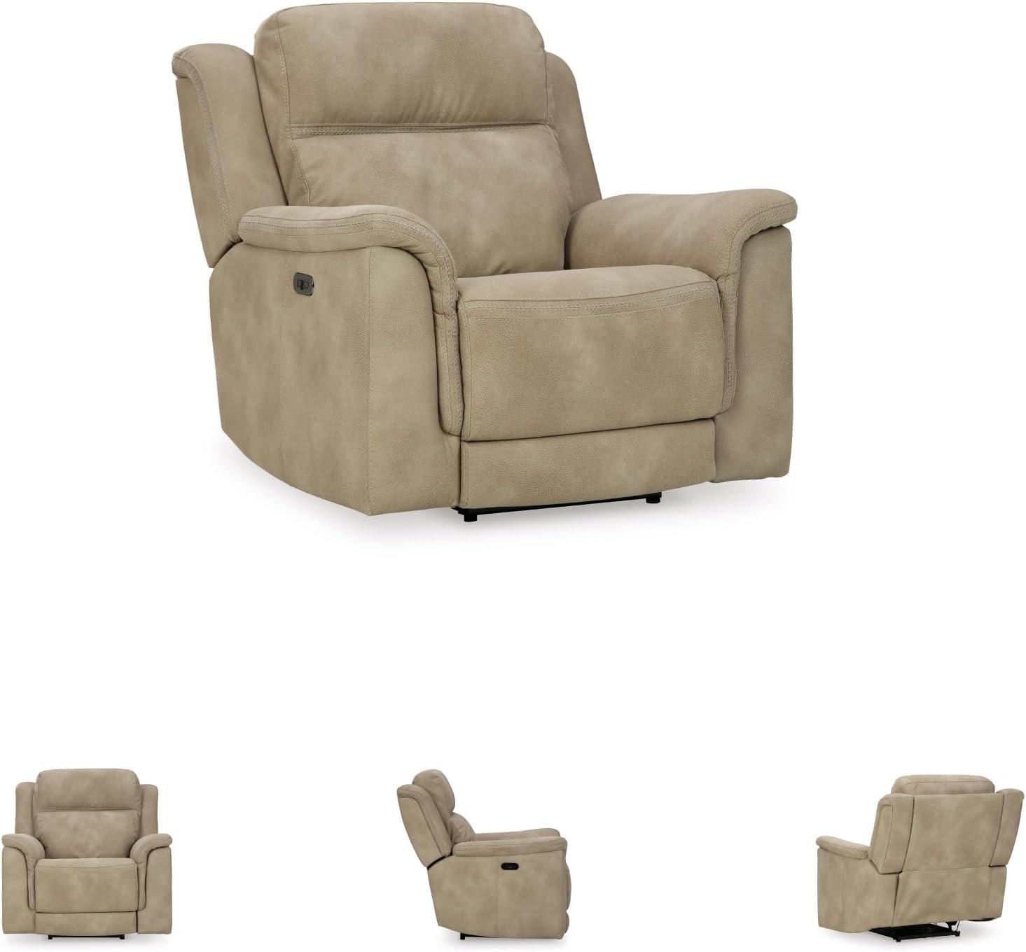 imageSignature Design by Ashley NextGen DuraPella Power Reclining Loveseat with Console ampamp Adjustable Headrest USB Faux Leather 76quot W x 42quot D x 42quot H SlateBeige