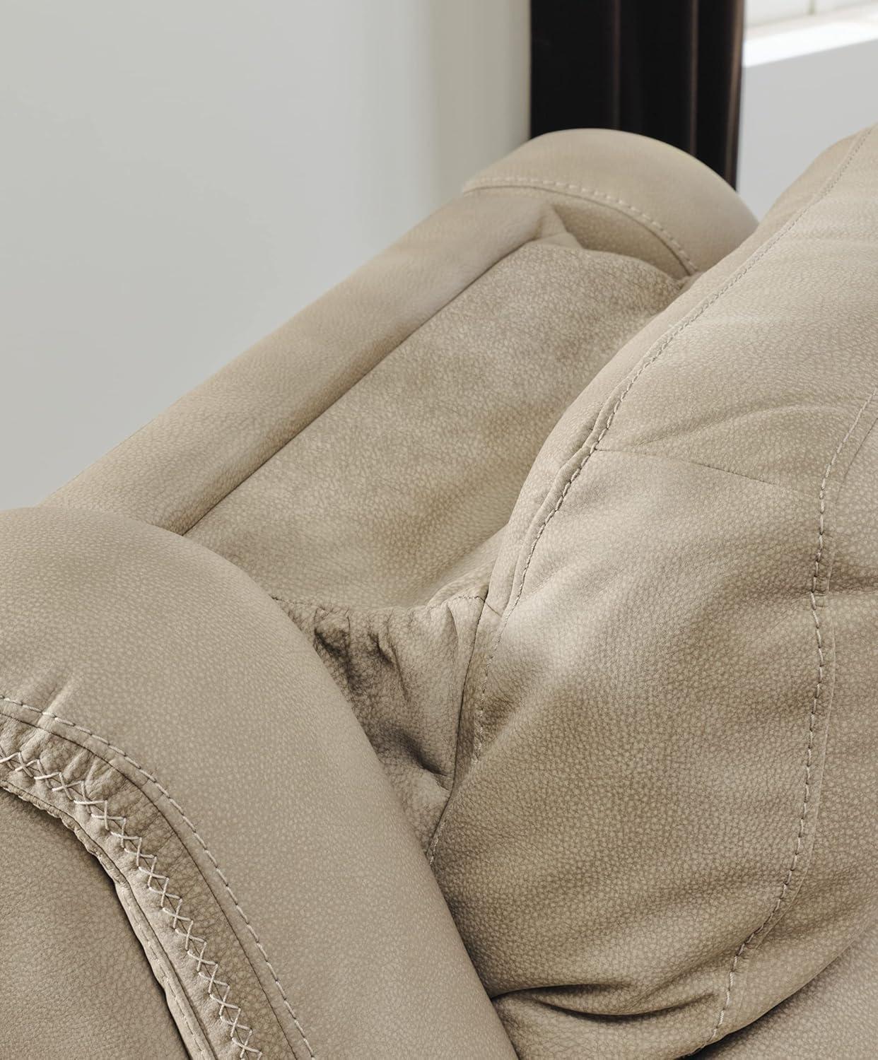 imageSignature Design by Ashley NextGen DuraPella Power Reclining Loveseat with Console ampamp Adjustable Headrest USB Faux Leather 76quot W x 42quot D x 42quot H SlateBeige