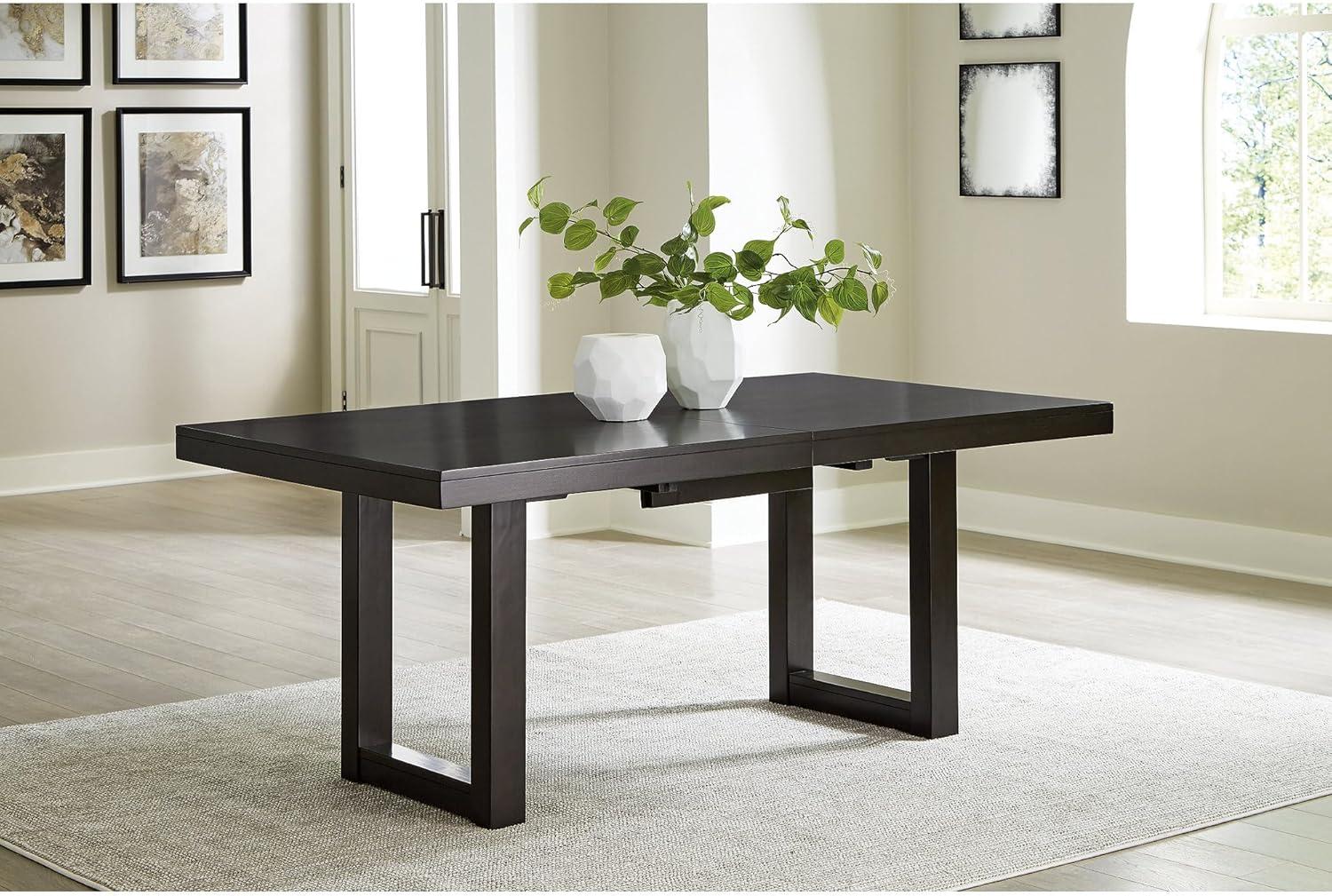 imageSignature Design by Ashley Neymorton Contemporary Dining Extension Table with Sled Base Dark Brown