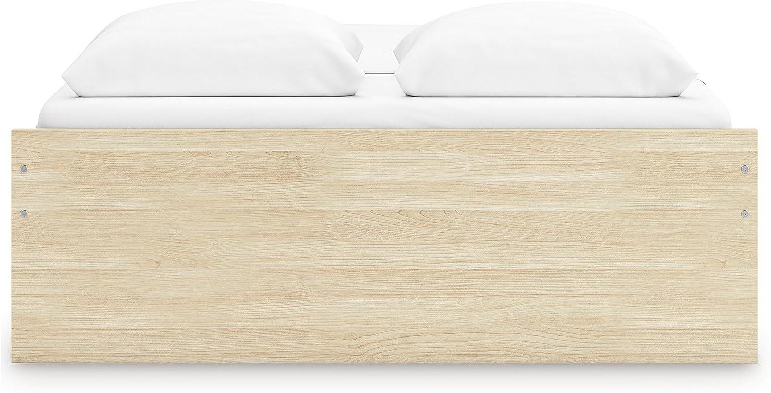 imageSignature Design by Ashley Onita Contemporary Queen Panel Headboard with Adjustable Height Wood and Decorative Laminate 3953quot High Solid White FinishLight Brown