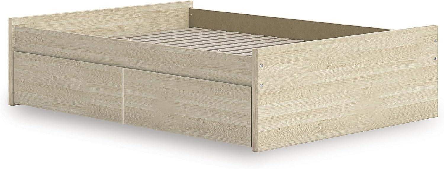 imageSignature Design by Ashley Onita Contemporary Queen Panel Headboard with Adjustable Height Wood and Decorative Laminate 3953quot High Solid White FinishLight Brown