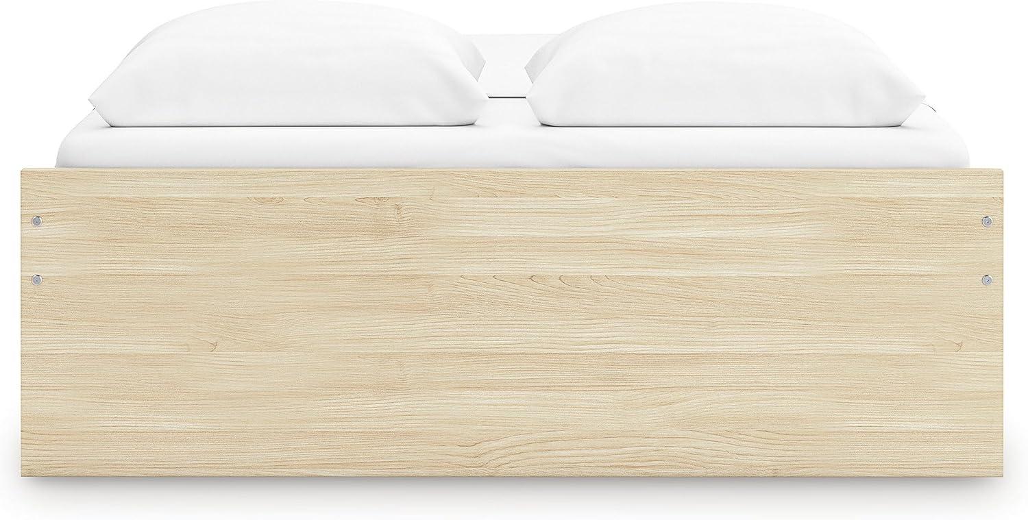 imageSignature Design by Ashley Onita Contemporary Queen Panel Headboard with Adjustable Height Wood and Decorative Laminate 3953quot High Solid White FinishLight Brown