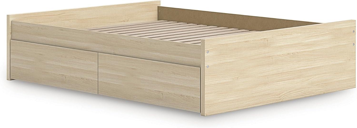 imageSignature Design by Ashley Onita Contemporary Queen Panel Headboard with Adjustable Height Wood and Decorative Laminate 3953quot High Solid White FinishLight Brown