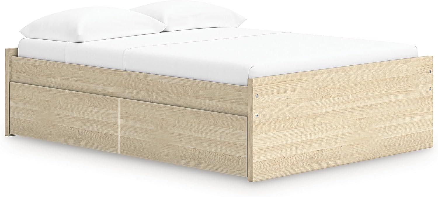 imageSignature Design by Ashley Onita Contemporary Queen Panel Headboard with Adjustable Height Wood and Decorative Laminate 3953quot High Solid White FinishLight Brown