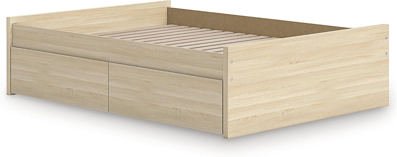 imageSignature Design by Ashley Onita Contemporary Queen Panel Headboard with Adjustable Height Wood and Decorative Laminate 3953quot High Solid White FinishLight Brown