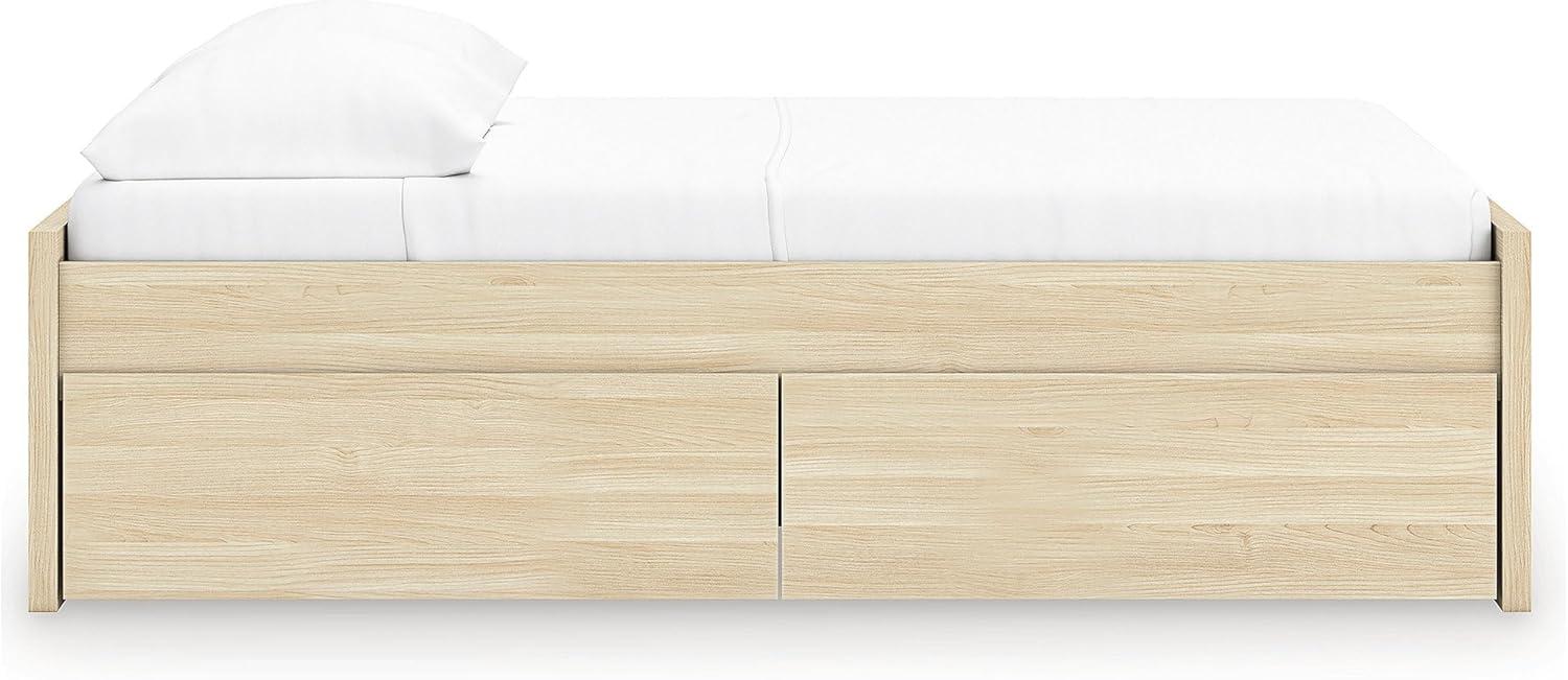 imageSignature Design by Ashley Onita Contemporary Queen Panel Headboard with Adjustable Height Wood and Decorative Laminate 3953quot High Solid White FinishLight Brown
