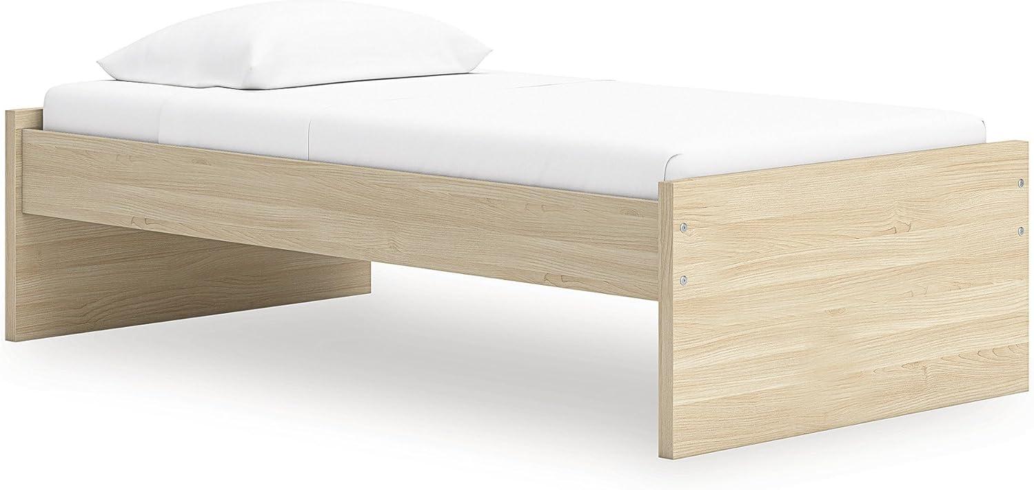 imageSignature Design by Ashley Onita Contemporary Queen Panel Headboard with Adjustable Height Wood and Decorative Laminate 3953quot High Solid White FinishLight Brown