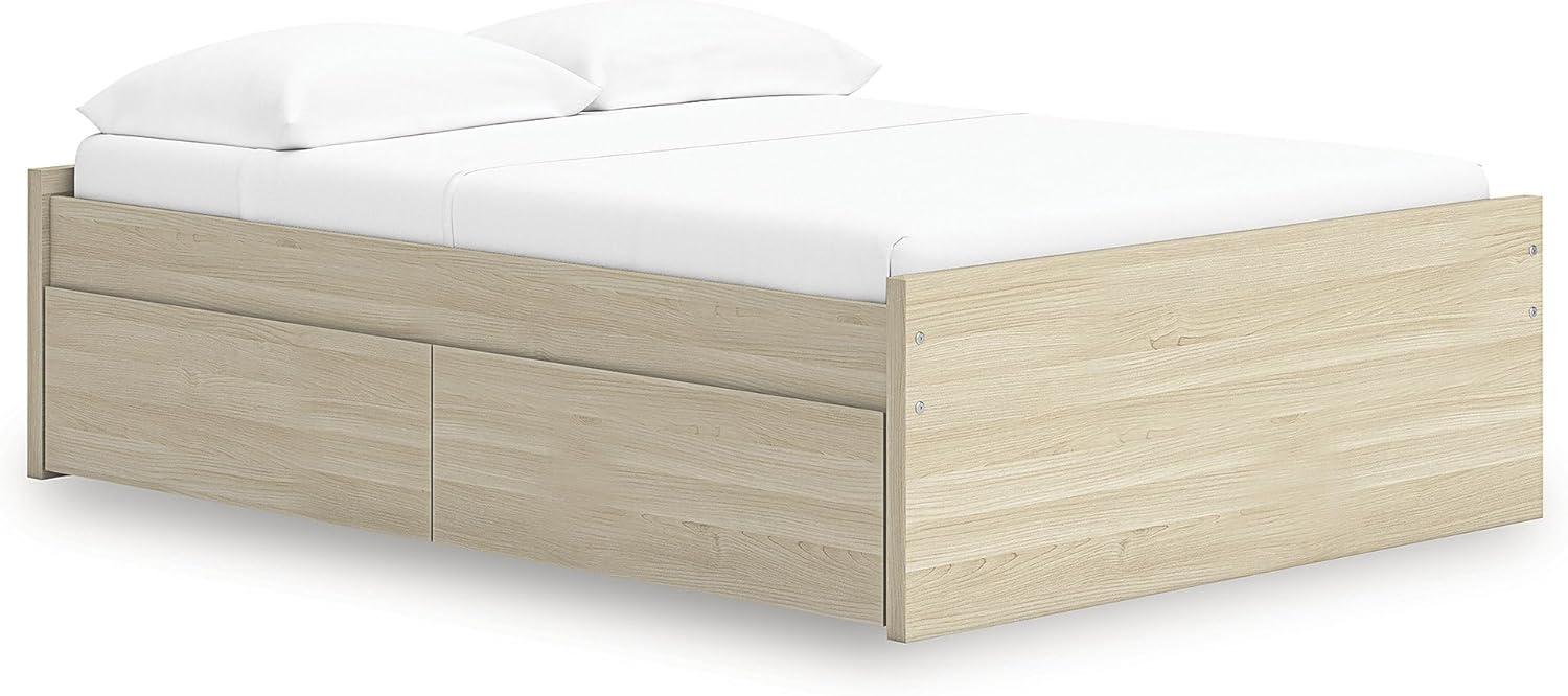 imageSignature Design by Ashley Onita Contemporary Queen Panel Headboard with Adjustable Height Wood and Decorative Laminate 3953quot High Solid White FinishLight Brown