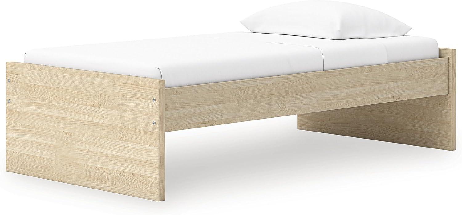 imageSignature Design by Ashley Onita Contemporary Queen Panel Headboard with Adjustable Height Wood and Decorative Laminate 3953quot High Solid White FinishLight Brown