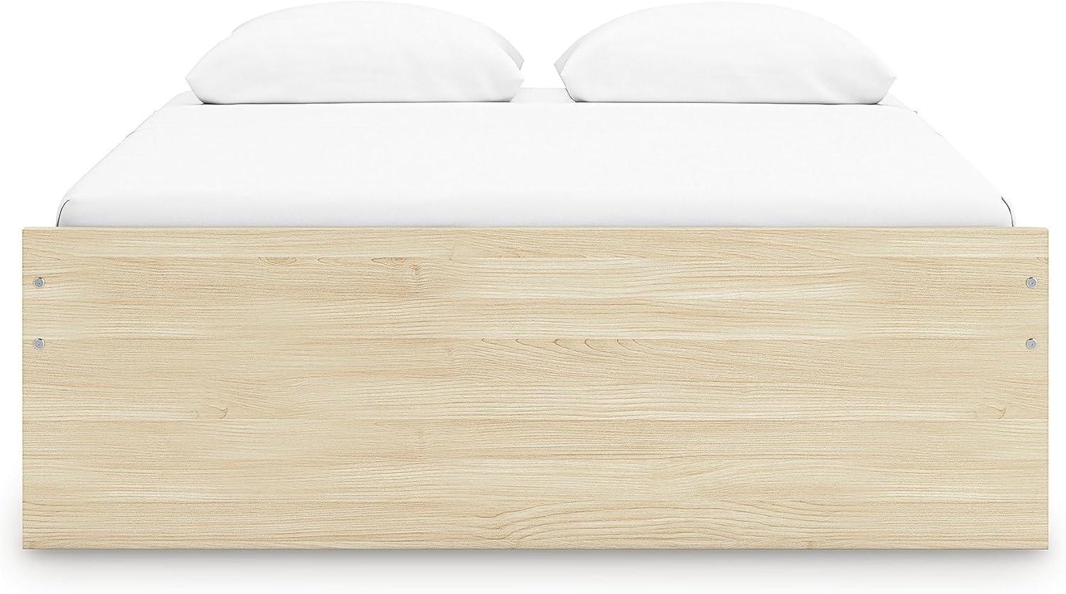 imageSignature Design by Ashley Onita Contemporary Queen Panel Headboard with Adjustable Height Wood and Decorative Laminate 3953quot High Solid White FinishLight Brown