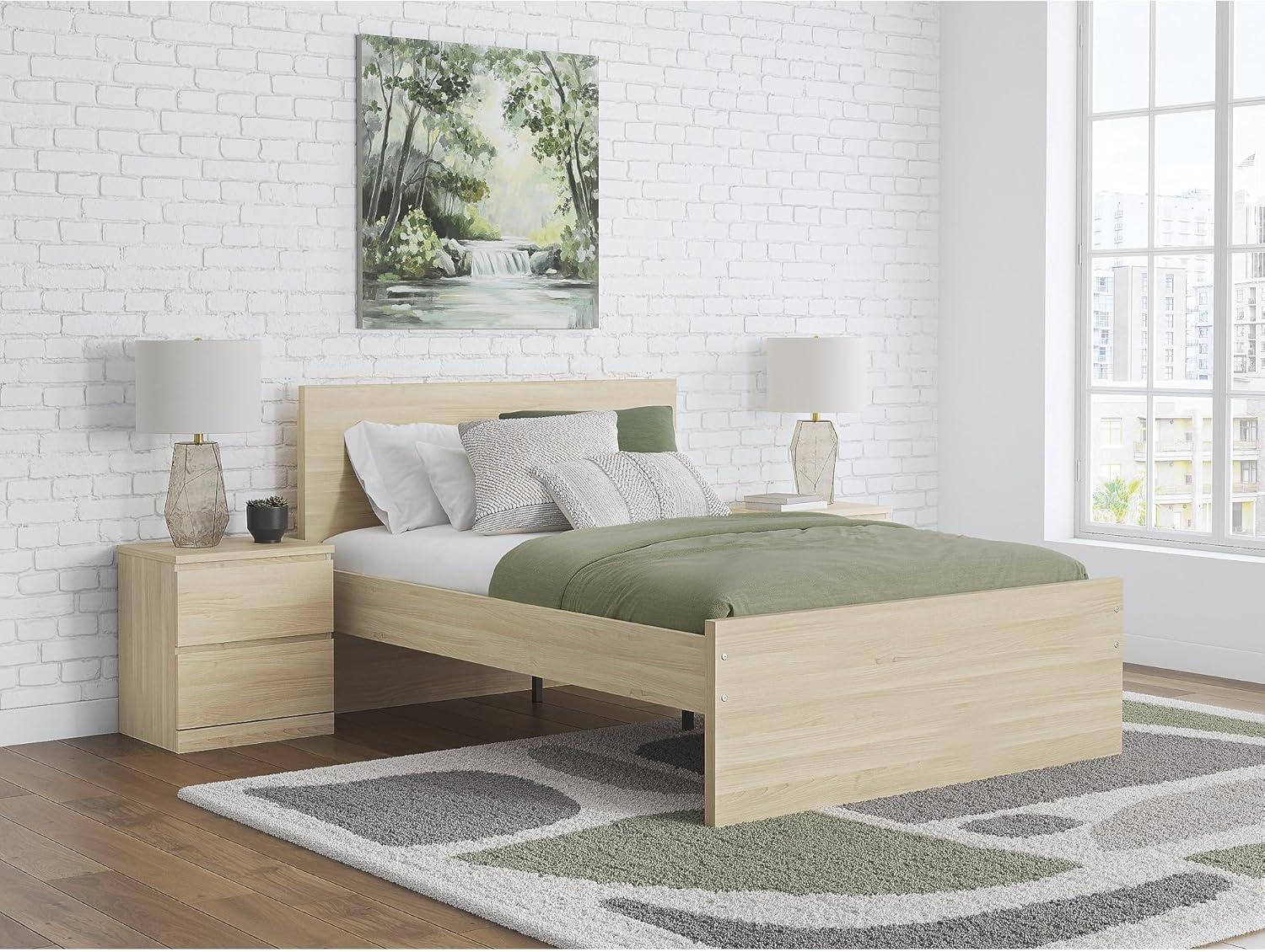 imageSignature Design by Ashley Onita Contemporary Queen Panel Headboard with Adjustable Height Wood and Decorative Laminate 3953quot High Solid White FinishLight Brown