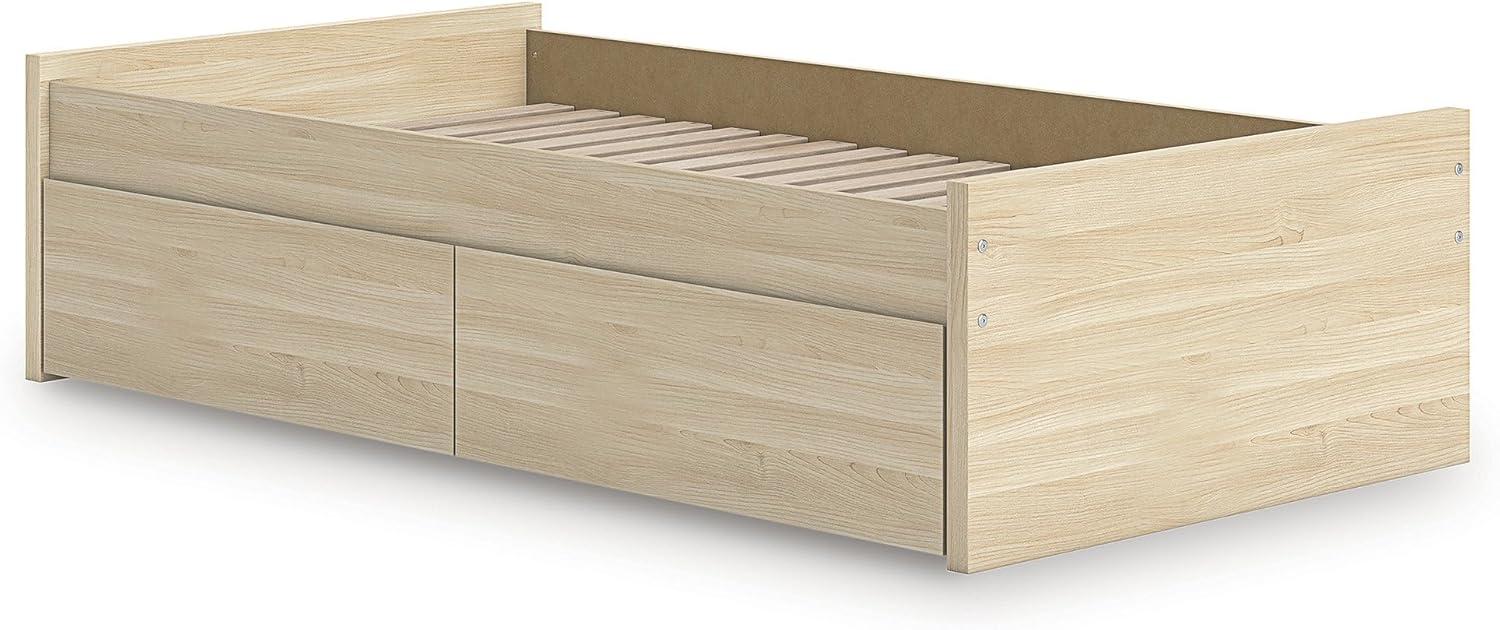 imageSignature Design by Ashley Onita Contemporary Queen Panel Headboard with Adjustable Height Wood and Decorative Laminate 3953quot High Solid White FinishLight Brown