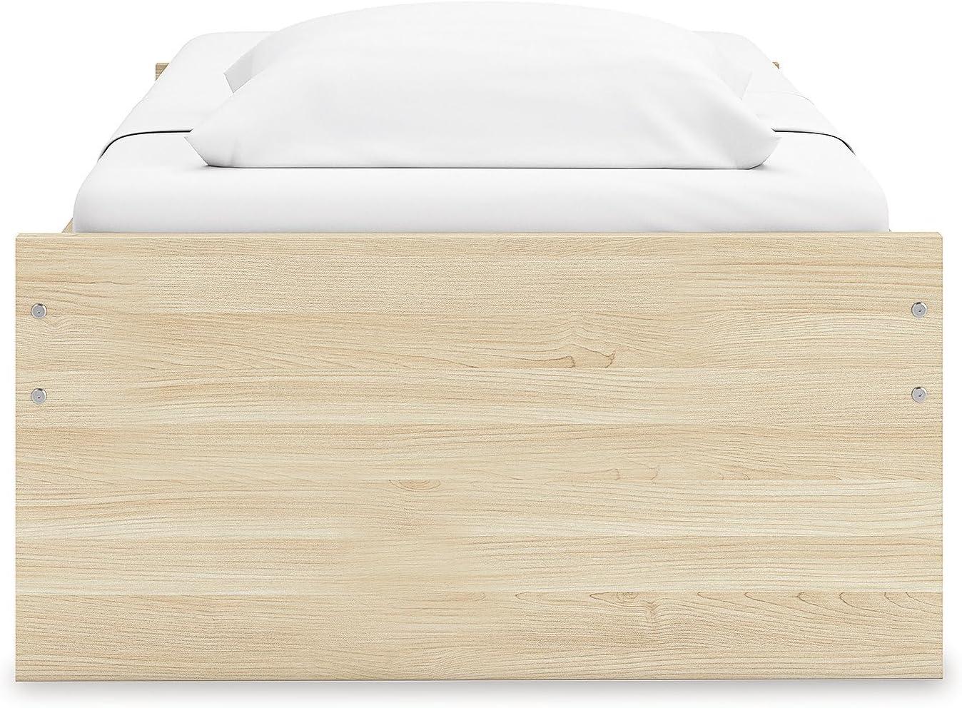 imageSignature Design by Ashley Onita Contemporary Queen Panel Headboard with Adjustable Height Wood and Decorative Laminate 3953quot High Solid White FinishLight Brown