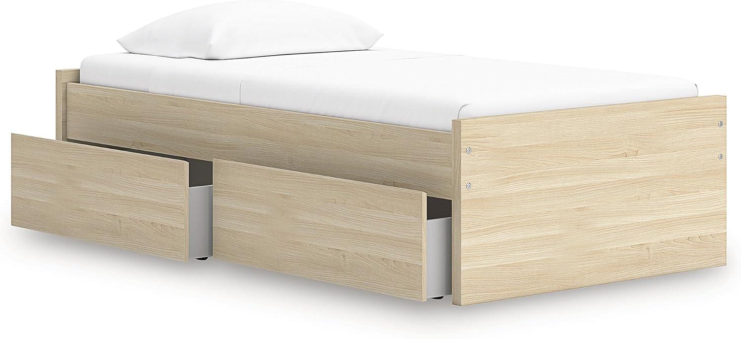 imageSignature Design by Ashley Onita Contemporary Queen Panel Headboard with Adjustable Height Wood and Decorative Laminate 3953quot High Solid White FinishLight Brown