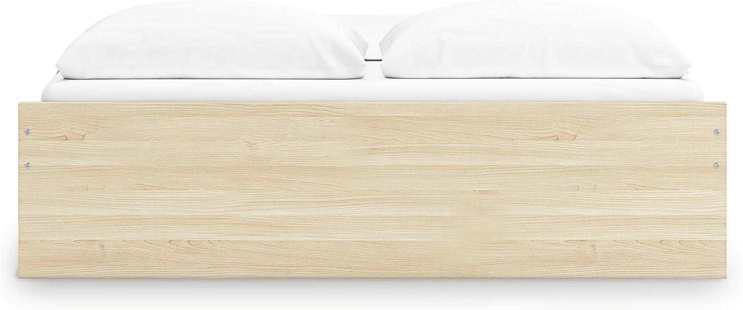 imageSignature Design by Ashley Onita Contemporary Queen Panel Headboard with Adjustable Height Wood and Decorative Laminate 3953quot High Solid White FinishLight Brown