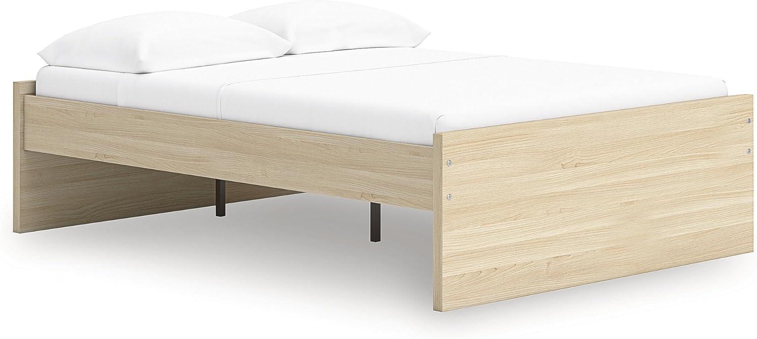 imageSignature Design by Ashley Onita Contemporary Queen Panel Headboard with Adjustable Height Wood and Decorative Laminate 3953quot High Solid White FinishLight Brown