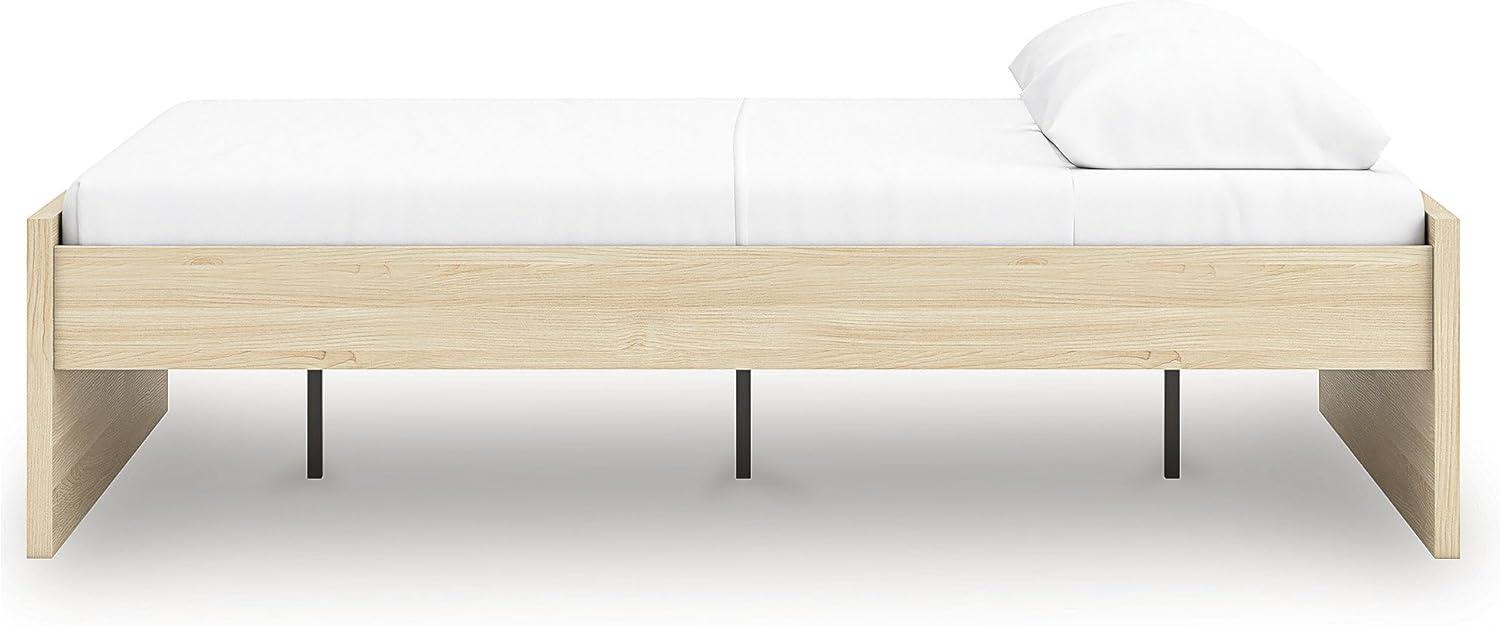 imageSignature Design by Ashley Onita Contemporary Queen Panel Headboard with Adjustable Height Wood and Decorative Laminate 3953quot High Solid White FinishLight Brown