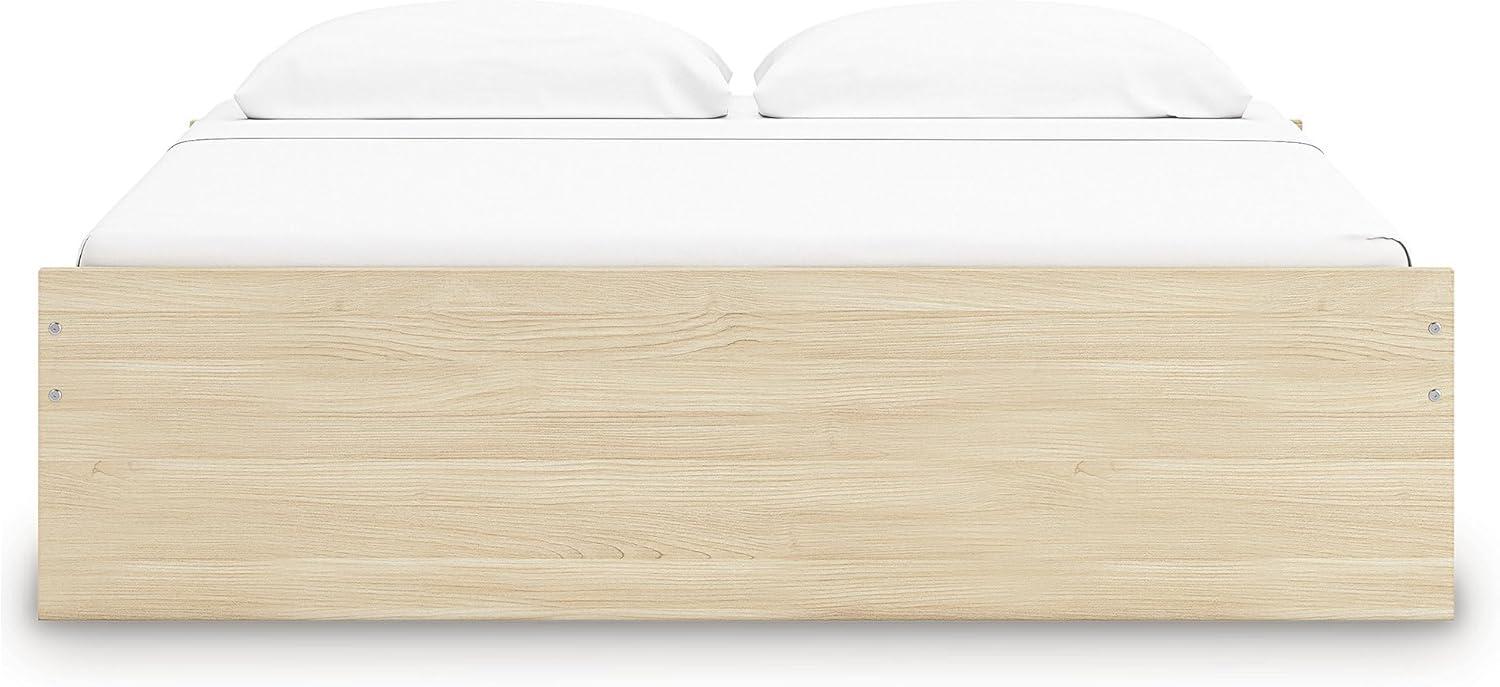 imageSignature Design by Ashley Onita Contemporary Queen Panel Headboard with Adjustable Height Wood and Decorative Laminate 3953quot High Solid White FinishLight Brown
