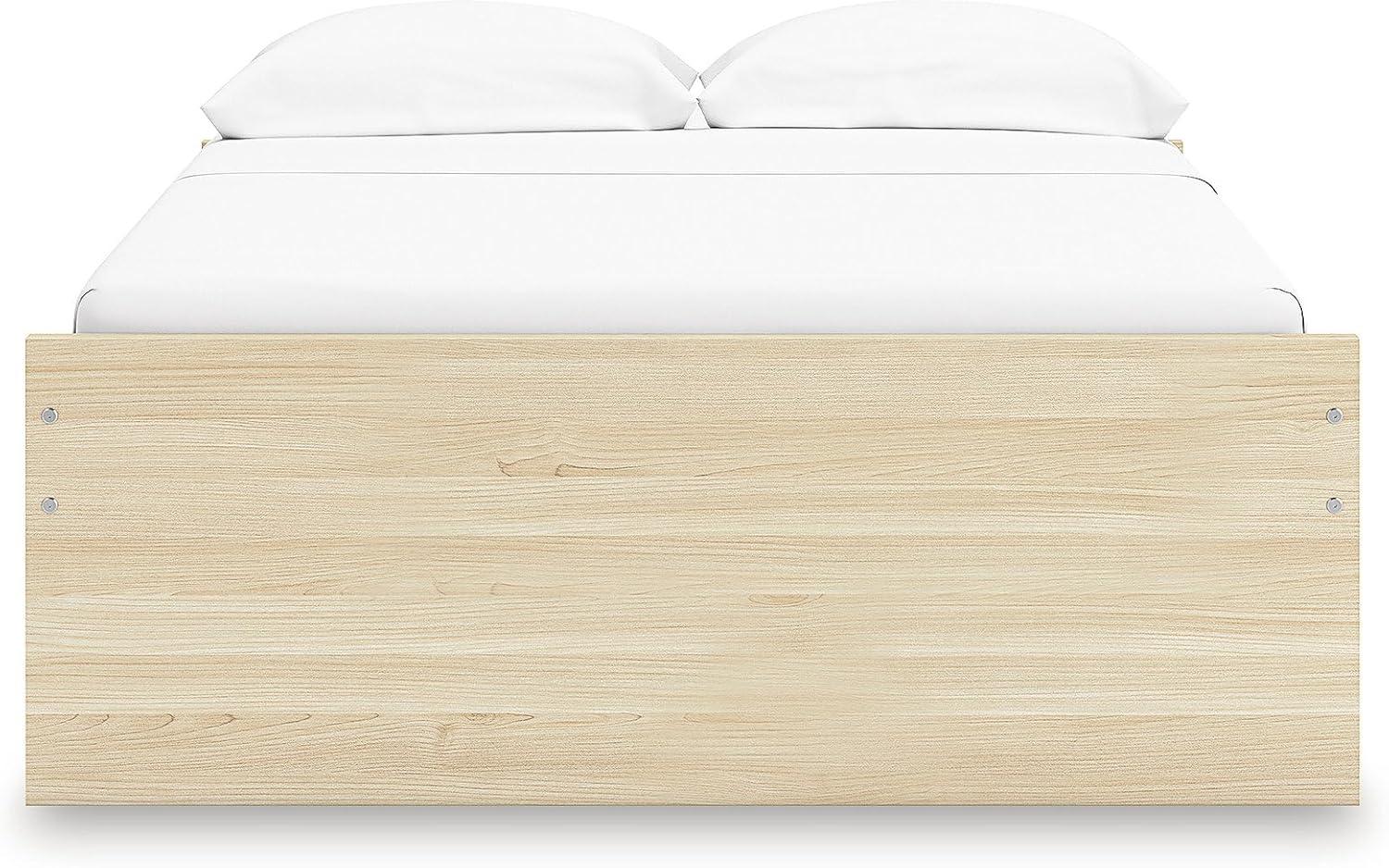 imageSignature Design by Ashley Onita Contemporary Queen Panel Headboard with Adjustable Height Wood and Decorative Laminate 3953quot High Solid White FinishLight Brown
