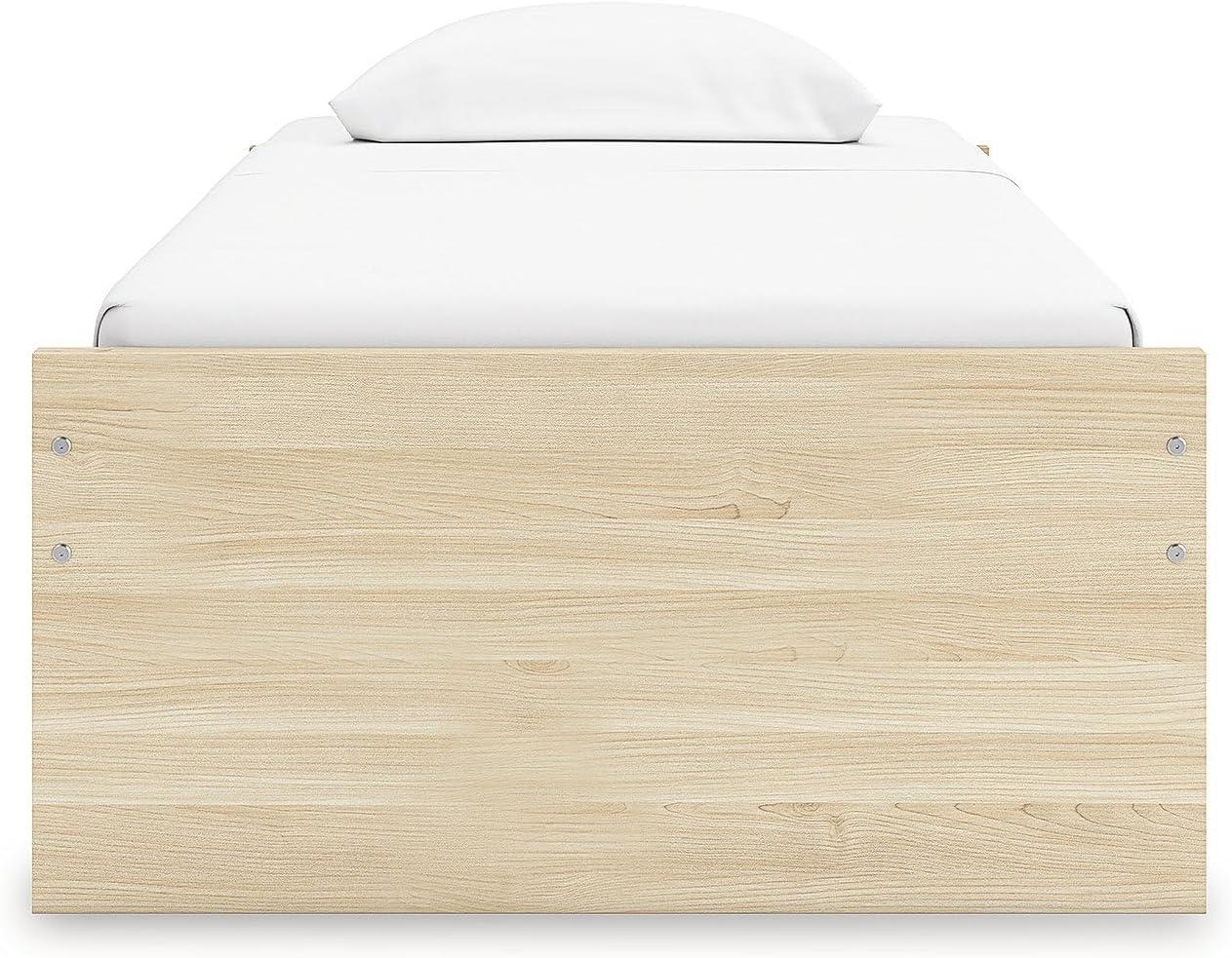 imageSignature Design by Ashley Onita Contemporary Queen Panel Headboard with Adjustable Height Wood and Decorative Laminate 3953quot High Solid White FinishLight Brown