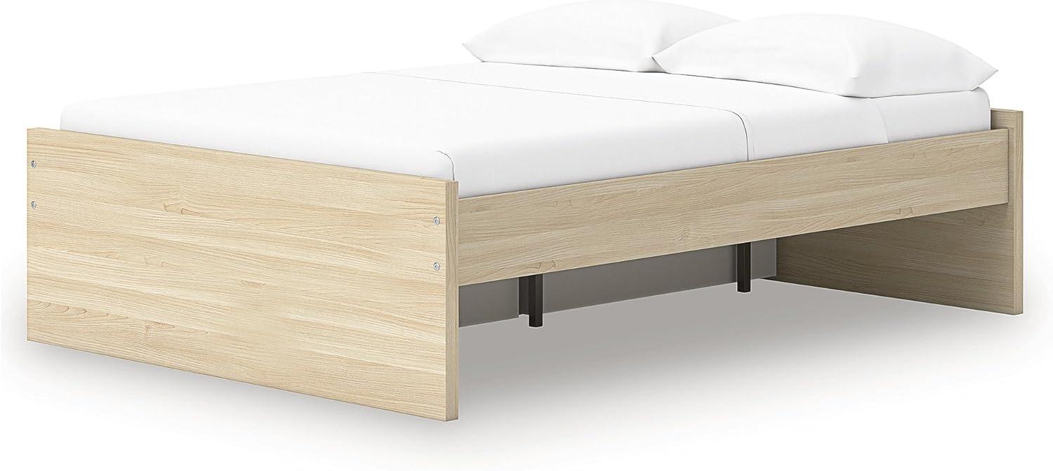 imageSignature Design by Ashley Onita Contemporary Queen Panel Headboard with Adjustable Height Wood and Decorative Laminate 3953quot High Solid White FinishLight Brown