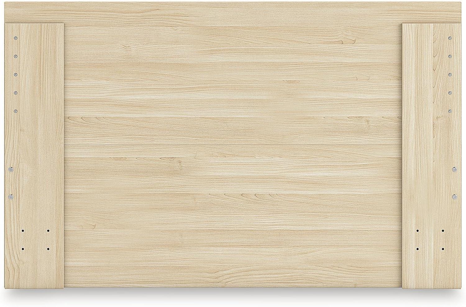 imageSignature Design by Ashley Onita Contemporary Queen Panel Headboard with Adjustable Height Wood and Decorative Laminate 3953quot High Solid White FinishLight Brown