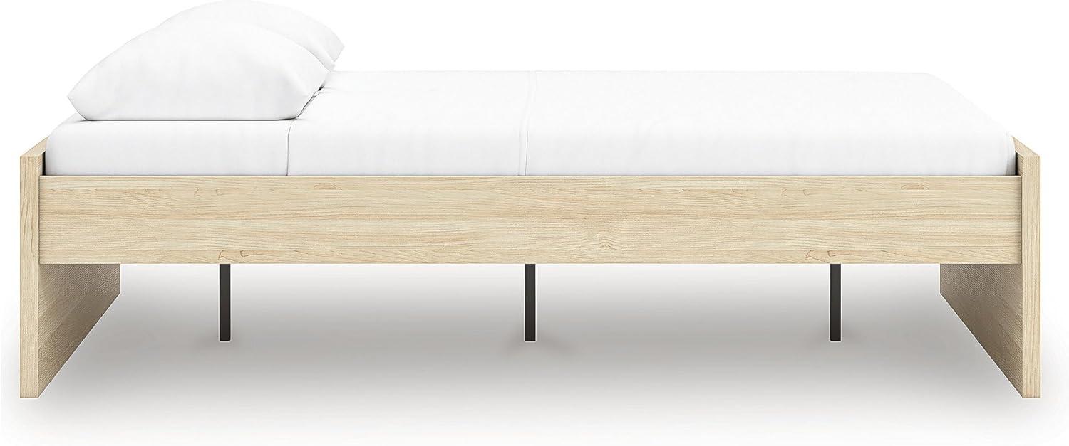 imageSignature Design by Ashley Onita Contemporary Queen Panel Headboard with Adjustable Height Wood and Decorative Laminate 3953quot High Solid White FinishLight Brown