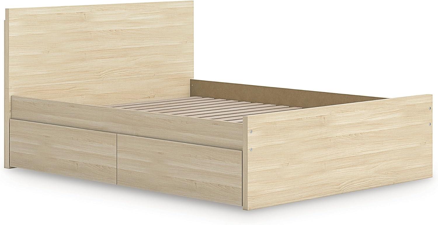 imageSignature Design by Ashley Onita Contemporary Queen Panel Headboard with Adjustable Height Wood and Decorative Laminate 3953quot High Solid White FinishLight Brown