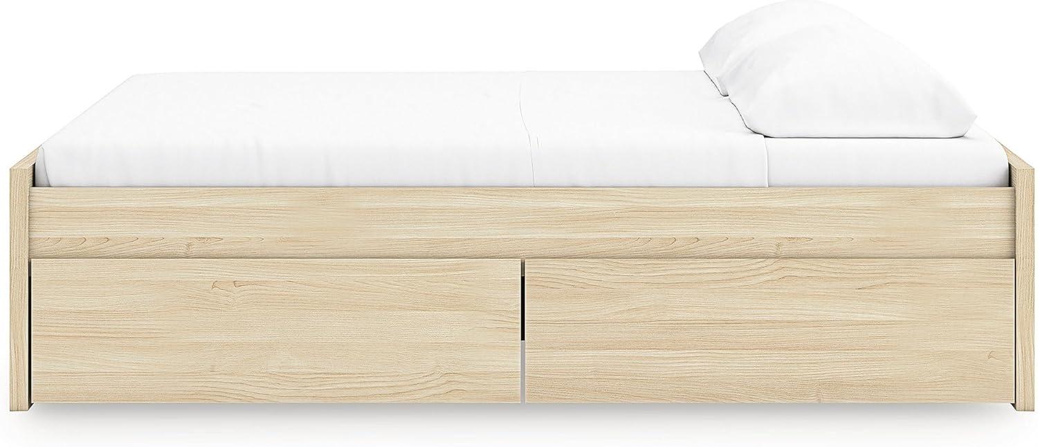 imageSignature Design by Ashley Onita Contemporary Queen Panel Headboard with Adjustable Height Wood and Decorative Laminate 3953quot High Solid White FinishLight Brown