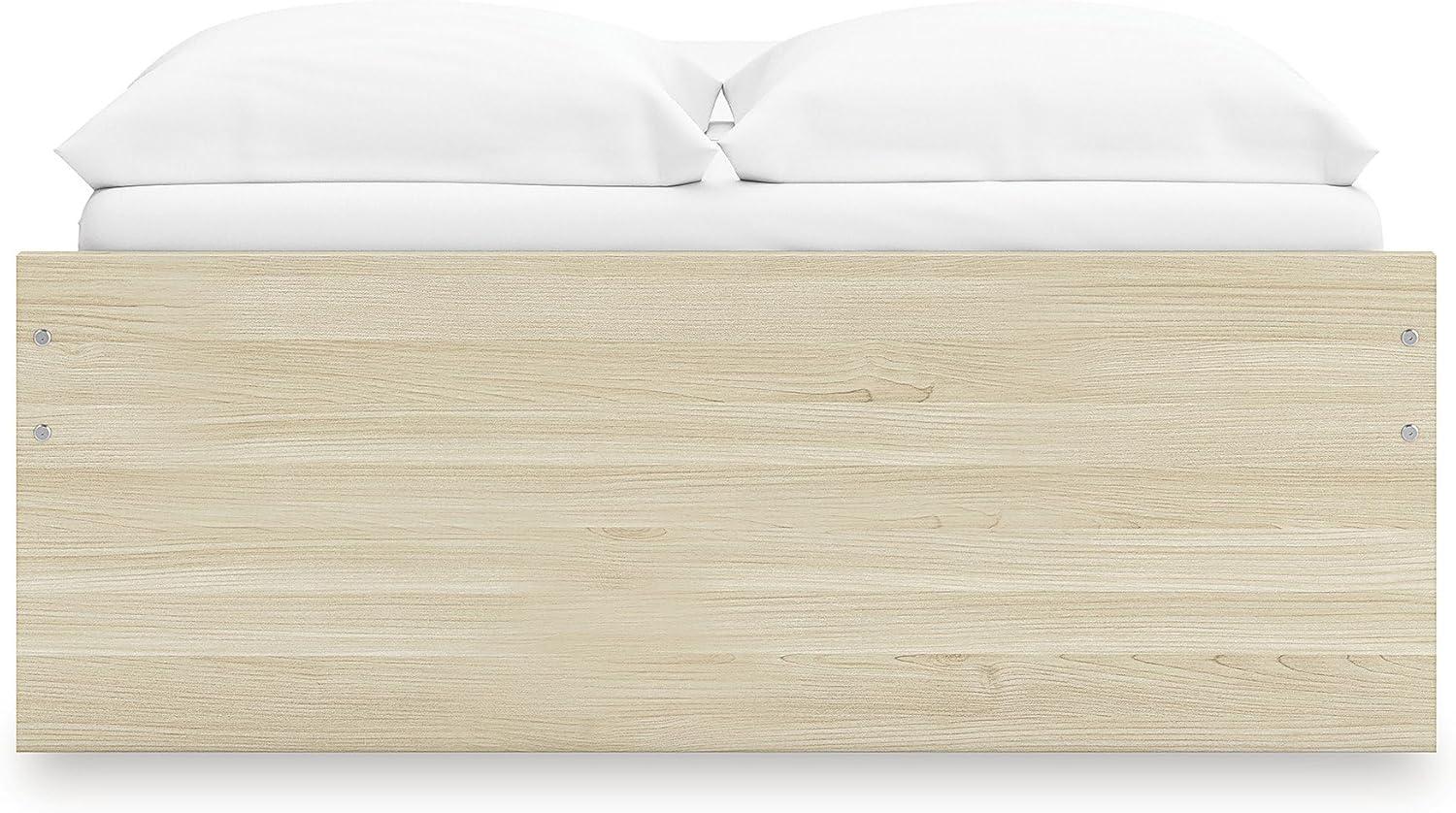 imageSignature Design by Ashley Onita Contemporary Queen Panel Headboard with Adjustable Height Wood and Decorative Laminate 3953quot High Solid White FinishLight Brown