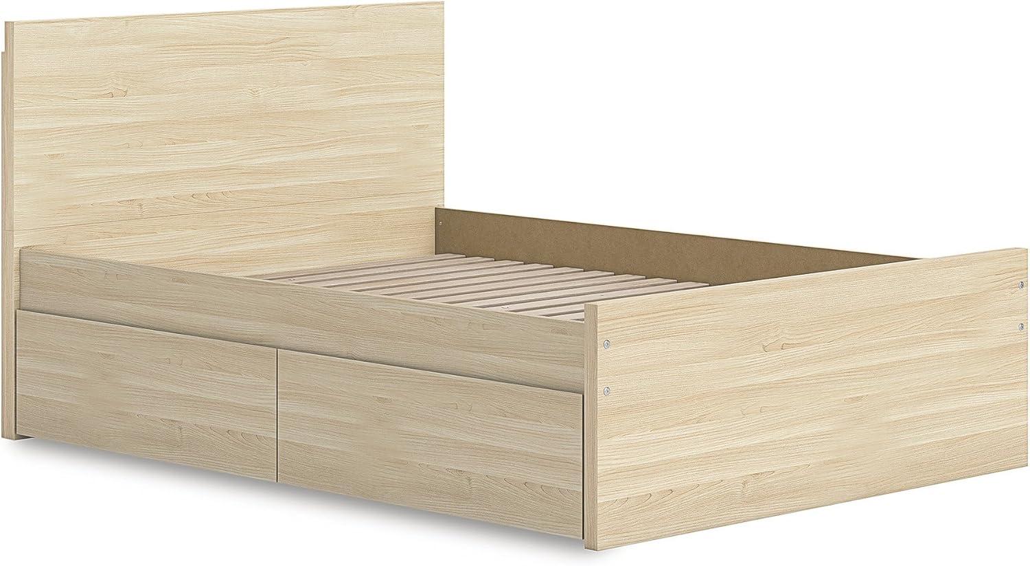 imageSignature Design by Ashley Onita Contemporary Queen Panel Headboard with Adjustable Height Wood and Decorative Laminate 3953quot High Solid White FinishLight Brown