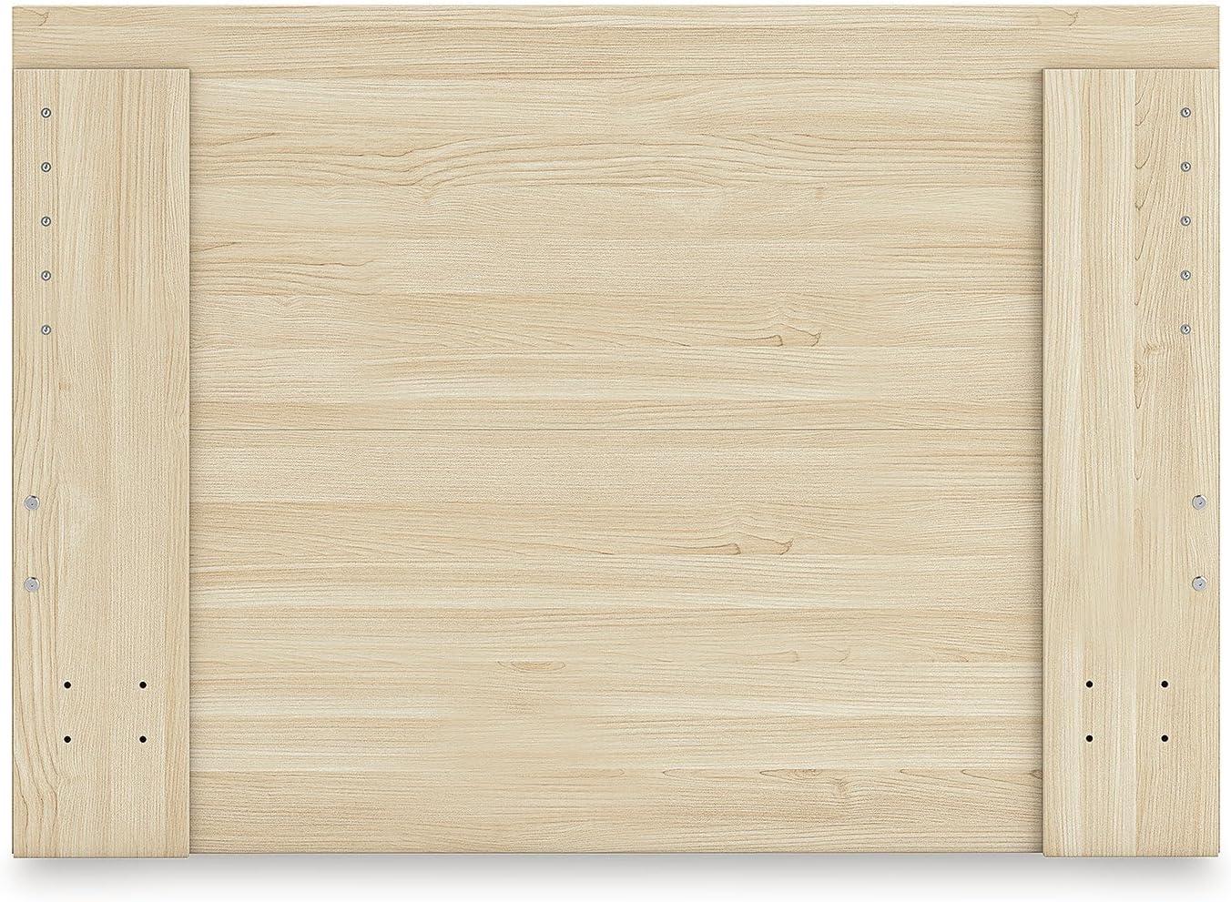 imageSignature Design by Ashley Onita Contemporary Queen Panel Headboard with Adjustable Height Wood and Decorative Laminate 3953quot High Solid White FinishLight Brown