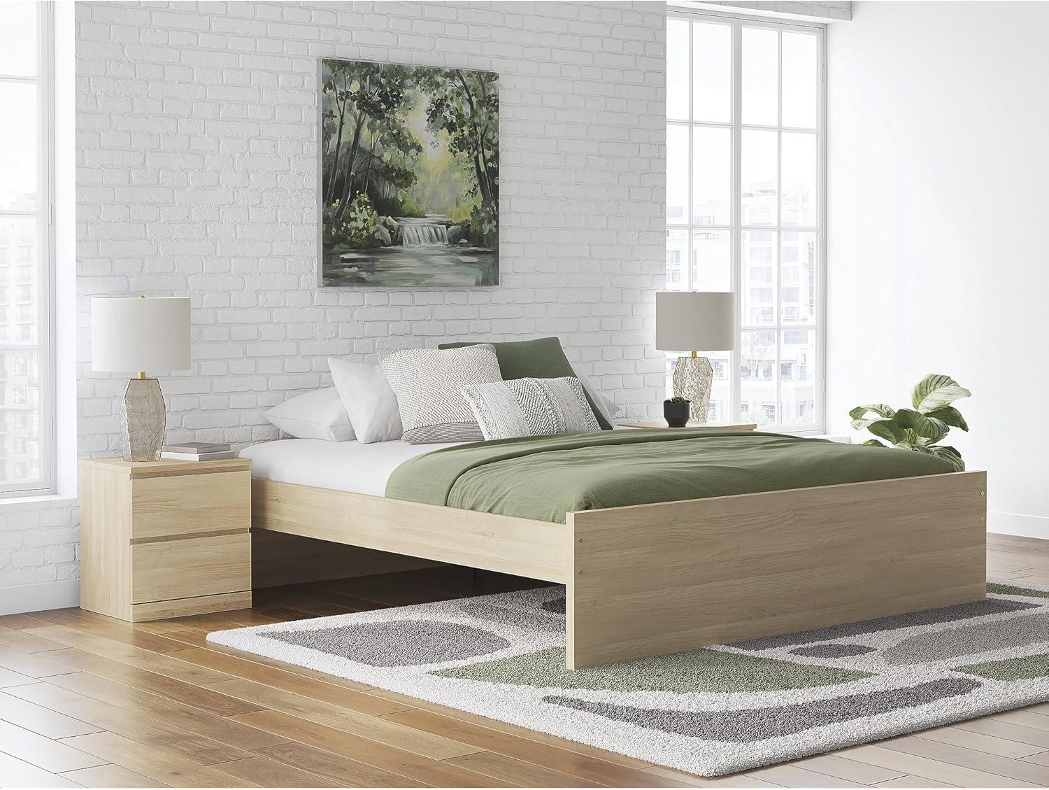imageSignature Design by Ashley Onita Contemporary Queen Panel Headboard with Adjustable Height Wood and Decorative Laminate 3953quot High Solid White FinishLight Brown