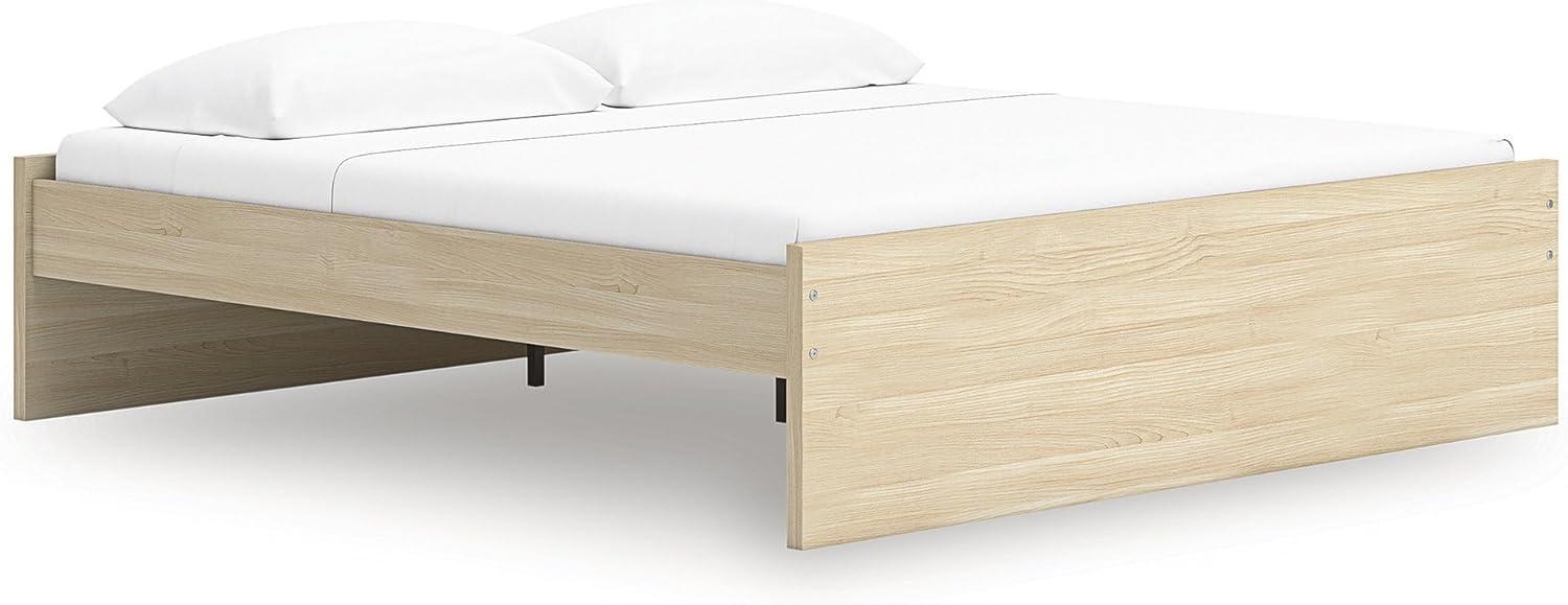 imageSignature Design by Ashley Onita Contemporary Queen Panel Headboard with Adjustable Height Wood and Decorative Laminate 3953quot High Solid White FinishLight Brown