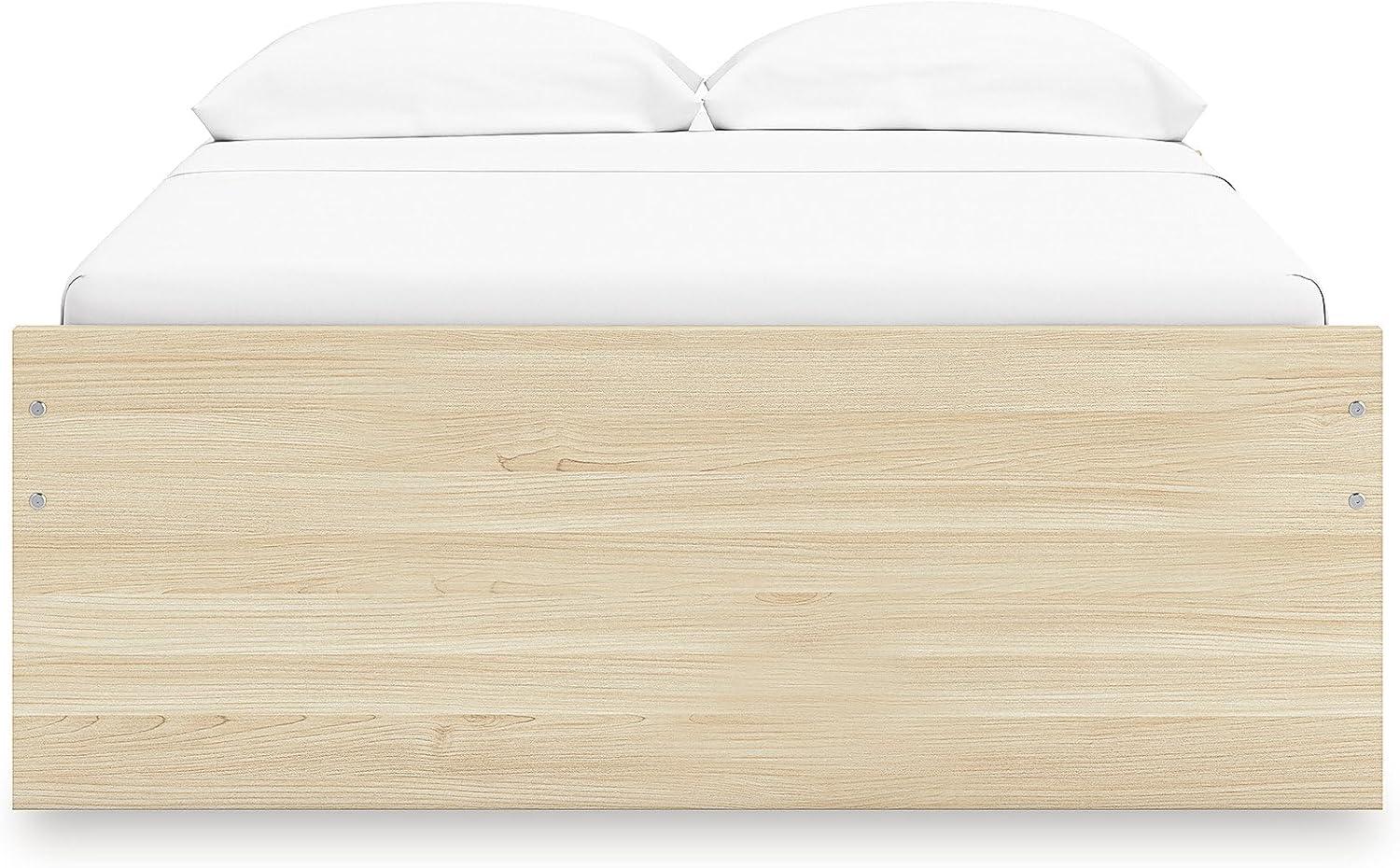 imageSignature Design by Ashley Onita Contemporary Queen Panel Headboard with Adjustable Height Wood and Decorative Laminate 3953quot High Solid White FinishLight Brown