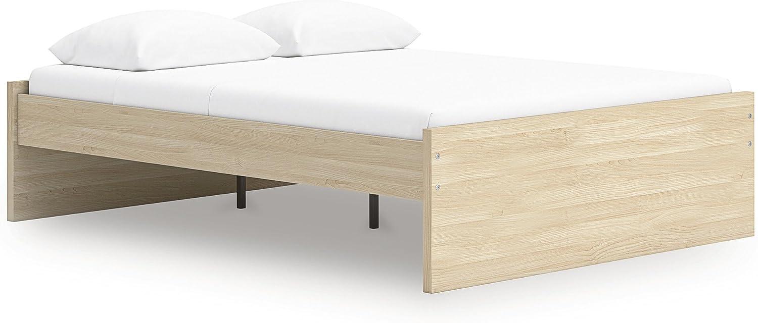 imageSignature Design by Ashley Onita Contemporary Queen Panel Headboard with Adjustable Height Wood and Decorative Laminate 3953quot High Solid White FinishLight Brown