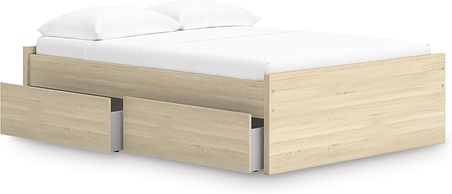 imageSignature Design by Ashley Onita Contemporary Queen Panel Headboard with Adjustable Height Wood and Decorative Laminate 3953quot High Solid White FinishLight Brown