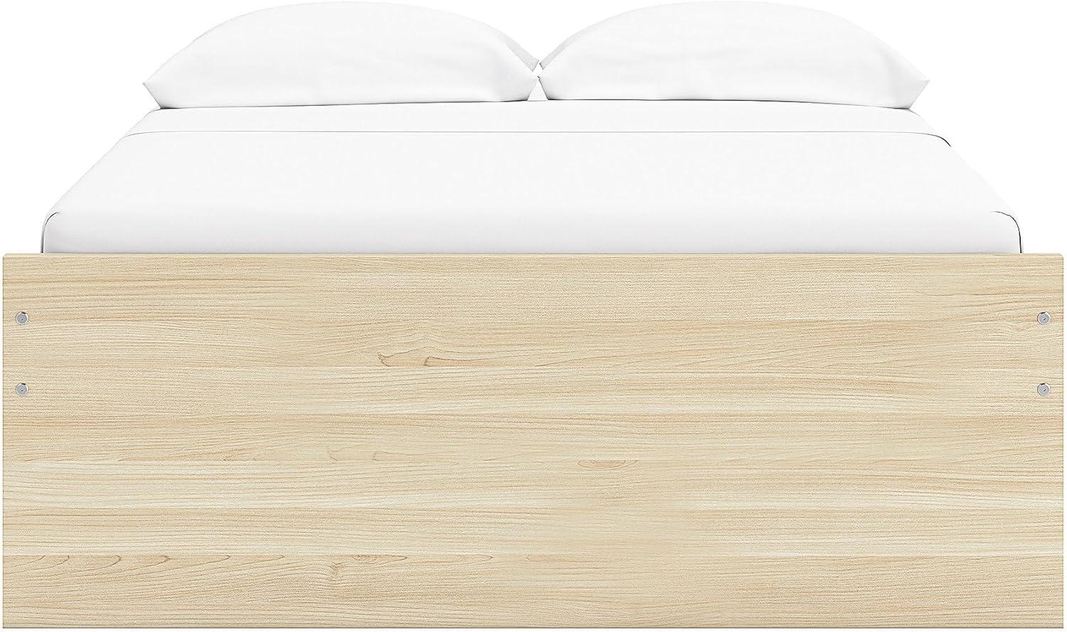 imageSignature Design by Ashley Onita Contemporary Queen Panel Headboard with Adjustable Height Wood and Decorative Laminate 3953quot High Solid White FinishLight Brown