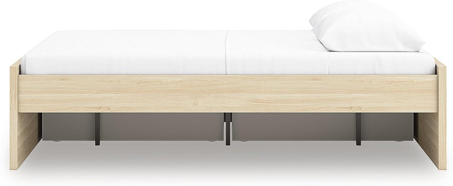 imageSignature Design by Ashley Onita Contemporary Queen Panel Headboard with Adjustable Height Wood and Decorative Laminate 3953quot High Solid White FinishLight Brown
